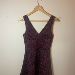 Burgundy and Black Mini Dress